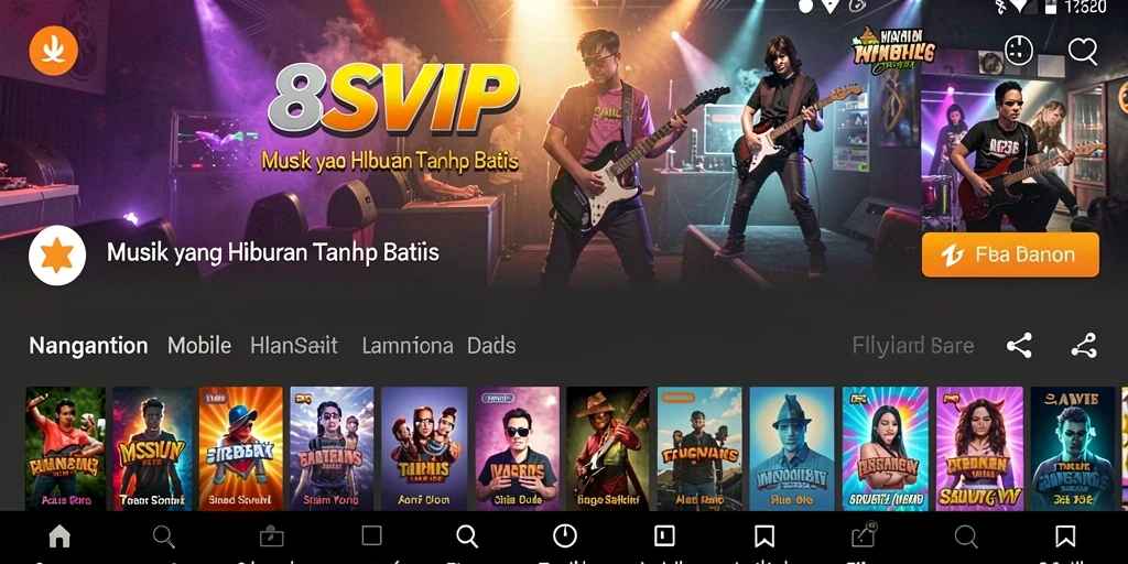 Tampilan gameplay 8SVIP yang menampilkan berbagai genre musik.