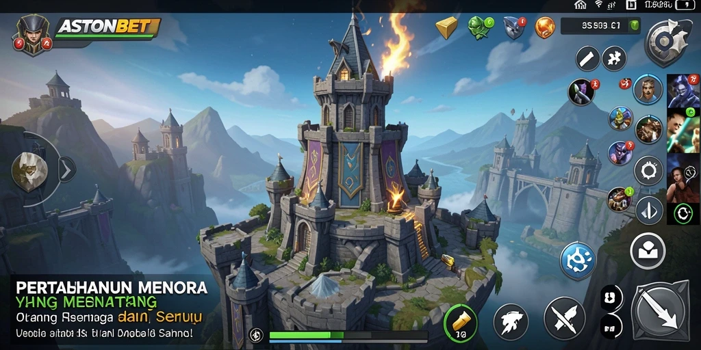Tampilan gameplay seru dari ASTONBET dengan menara pertahanan yang strategis.