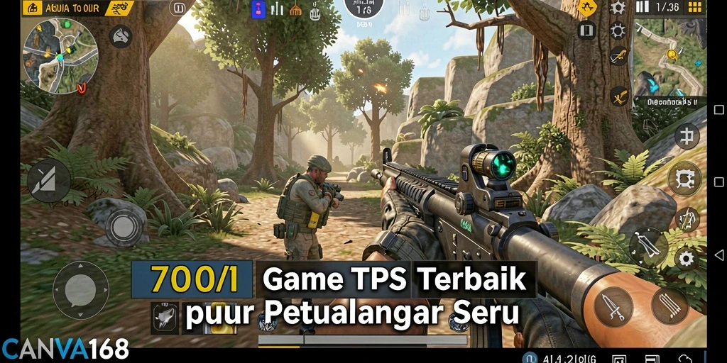 Tampilan seru gameplay dalam CANVA168 dengan aksi TPS yang dinamis.