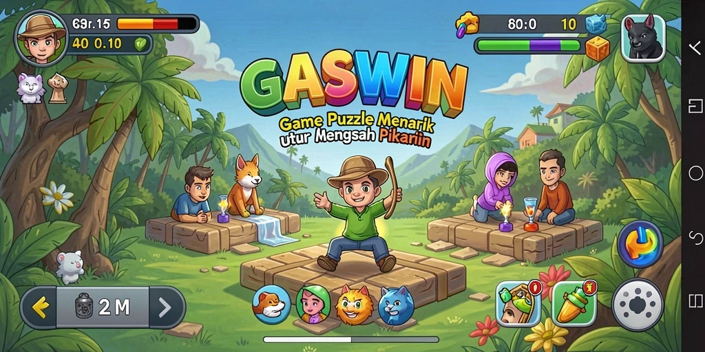 Screenshot menunjukkan gameplay seru dan tantangan puzzle.