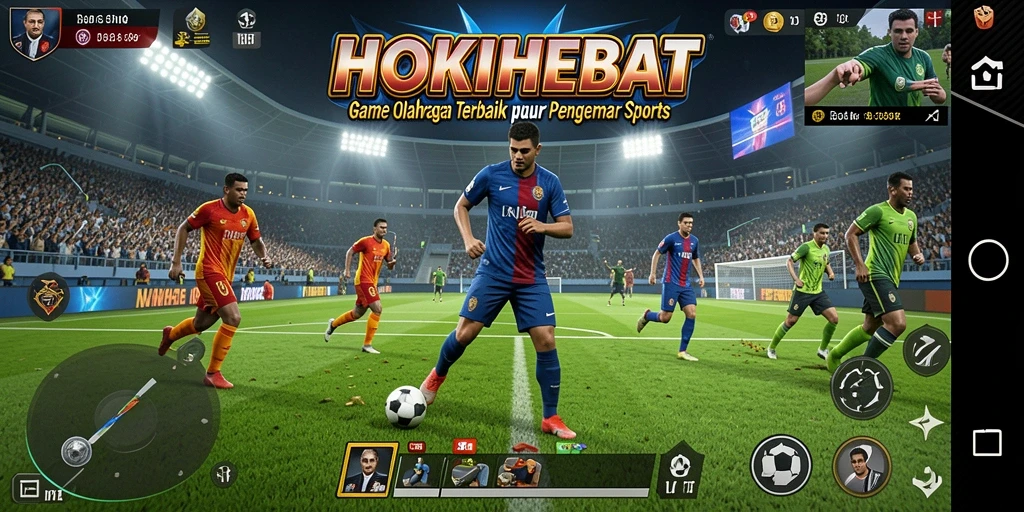 Tampilan gameplay HOKIHEBAT dengan aksi olahraga yang mendebarkan.