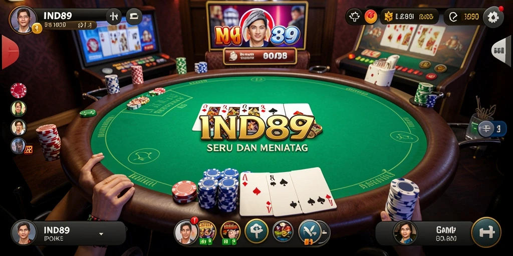 Tampilan gameplay poker yang seru dan interaktif.