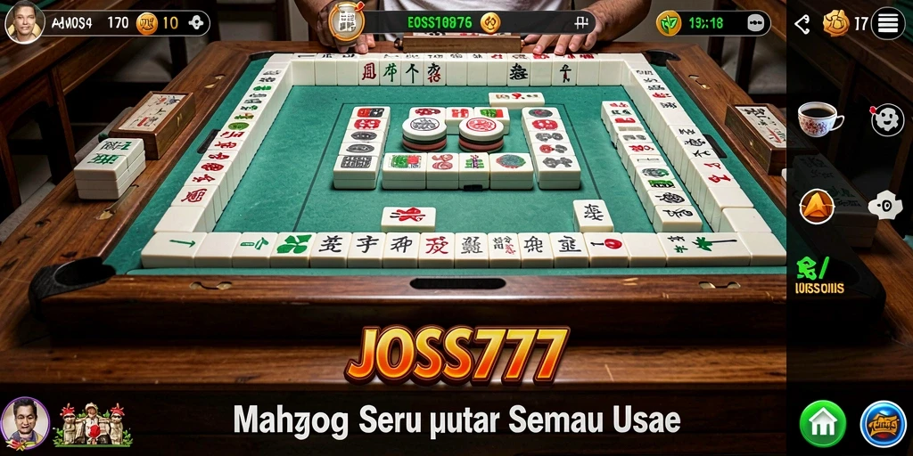 Tampilan gameplay seru di JOSS777 dengan ubin Mahjong yang colorful.