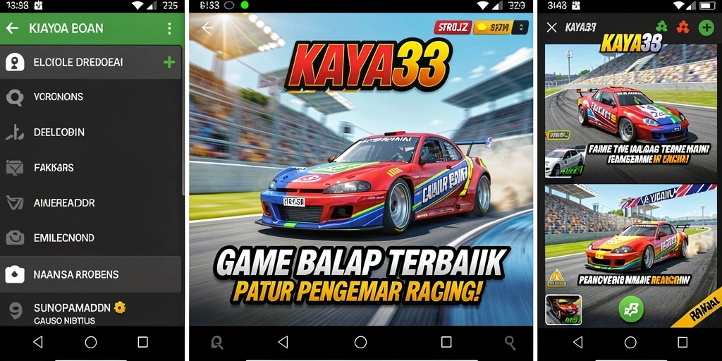 Gameplay seru KAYA33 dengan mobil balap di trek menantang.