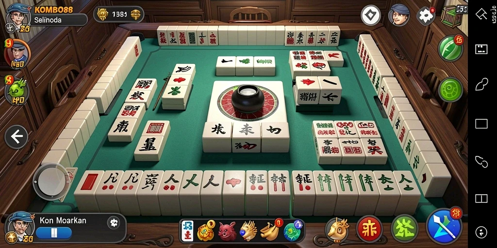 Screenshot menunjukkan gameplay Mahjong yang menarik di KOMBO88.