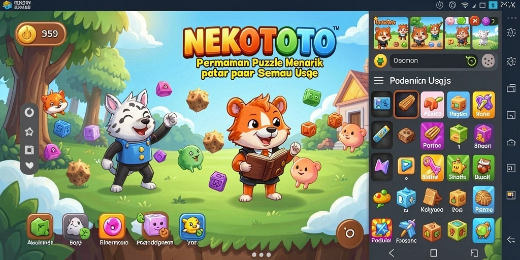Screenshot gameplay menampilkan puzzle yang menantang di NEKOTOTO.