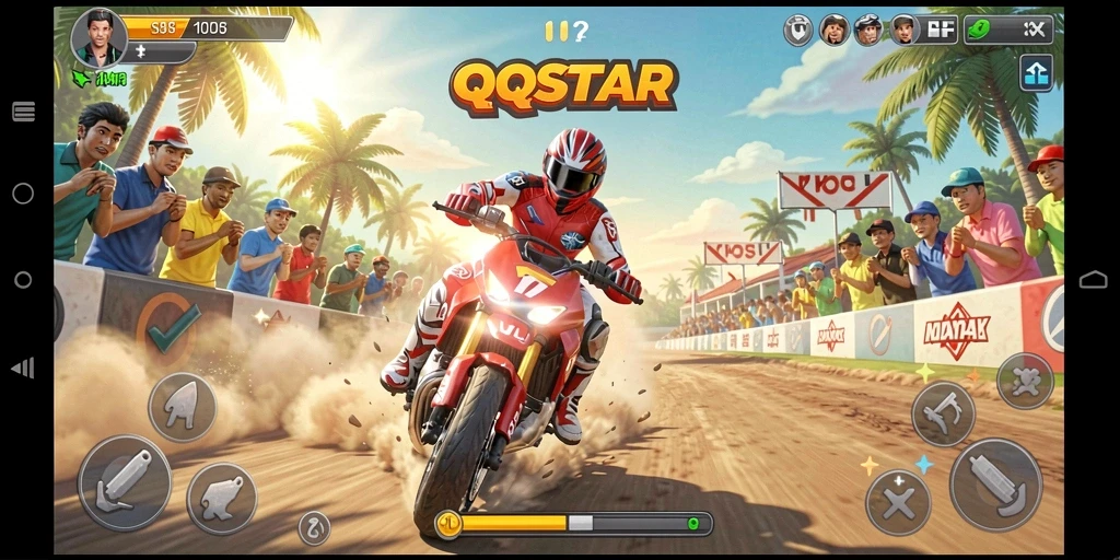 Gameplay balap yang mendebarkan di QQSTAR dengan grafis menawan.