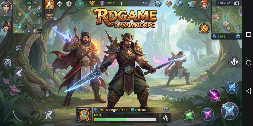 Screenshot RPGAME menampilkan pertarungan epik dalam dunia MMORPG yang luas.